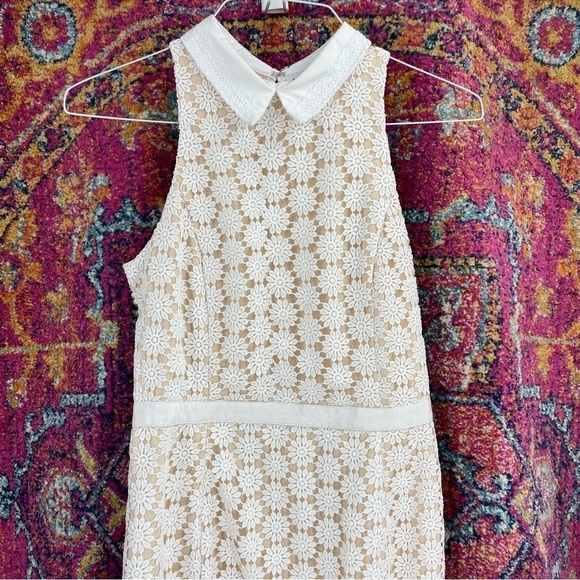 Anthropologie English Factory Flower Crochet Collar Sleeveless Fitted Dress - Picture 2 of 6